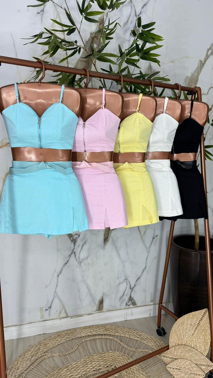 conj. shortsaia magnólia cinto ref:con366 tecido: liocel premium importado