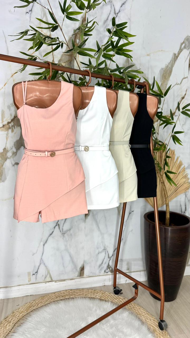 macaquinho luísa com cinto ref: maq143 tecido: alfaiataria premium