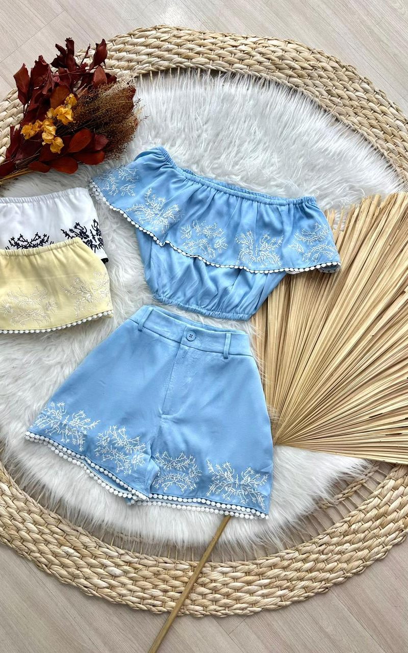 conjunto short felipa 🌺 ref: con370 tecido: alfaiataria premium